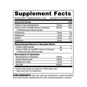 Animal Creatine Monohydrate HMB Powder with HMB & Electrolytes 327g 30 Servings