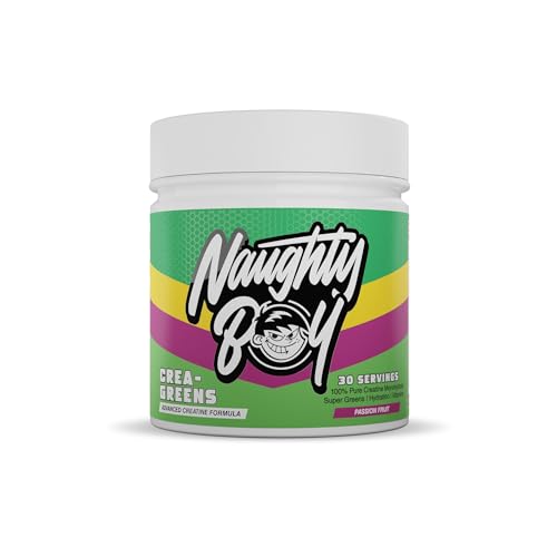 Naughty Boy Crea-Greens Powder Creatine, Super Greens & Electrolytes 270g 30 Servings