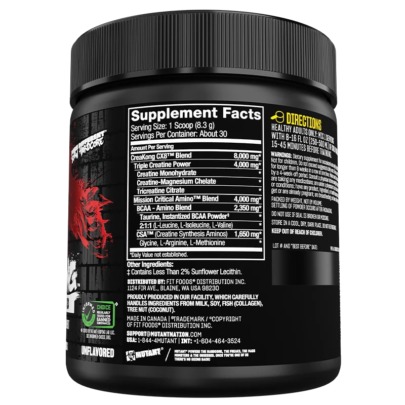 Mutant Creakong CX8 Advanced Creatine & BCAA Amino Supplement 249g