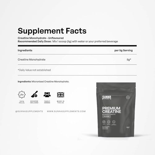 Sunna Supplements Premium Micronised Creatine Monohydrate Powder 150g