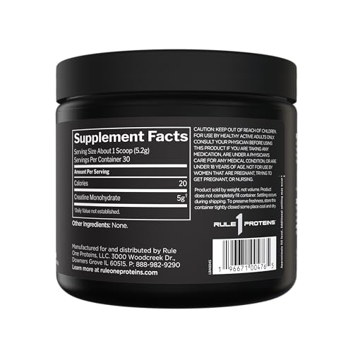 Rule 1 Creatine Powder Pure Micronised Creatine Monohydrate 30/60 Servings