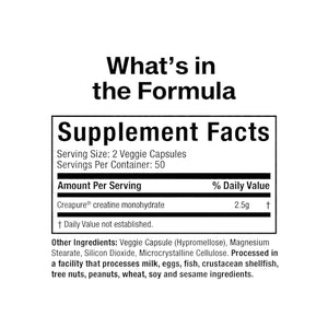 MuscleTech Platinum Creapure Creatine Monohydrate Capsules 100 Caps 50 Servings