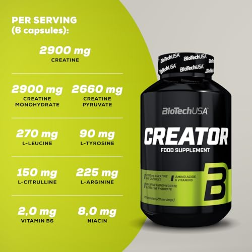 BioTechUSA Creator Creatine Amino acid Vitamins Supplements 120 Capsules 20 Servings