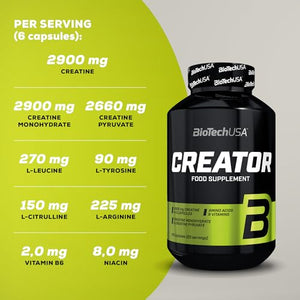 BioTechUSA Creator Creatine Amino acid Vitamins Supplements 120 Capsules 20 Servings
