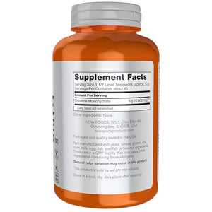 NOW Sports Micronised Pure Creatine Monohydrate Powder Additive-Free & Vegan