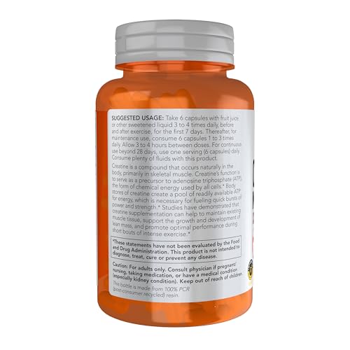 NOW Sports Creatine Monohydrate Vegetarian Capsules 120 240 Veg Caps