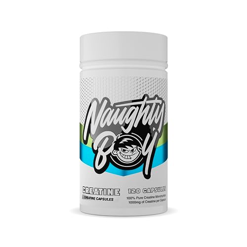 NaughtyBoy Pure Creatine Monohydrate Easy-To-Swallow Capsules 120 Capsules 40 Servings