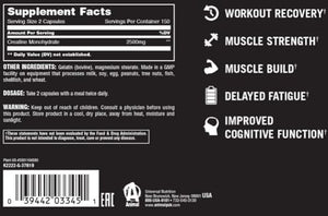 Animal Pure Universal Creatine Monohydrate Capsules 300 Capsules 150 Servings