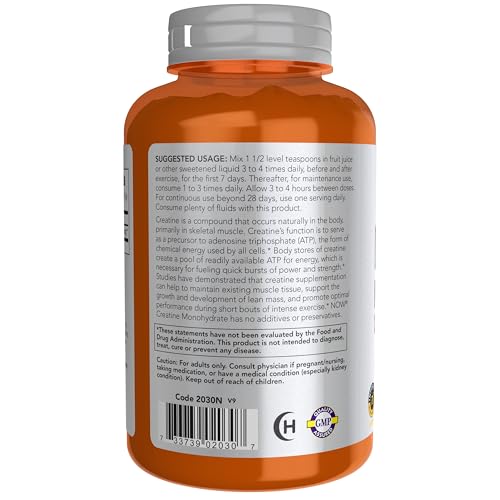NOW Sports Micronised Pure Creatine Monohydrate Powder Additive-Free & Vegan