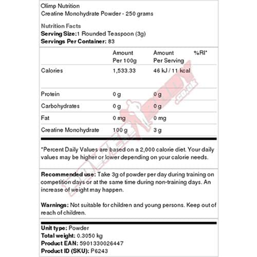 Olimp Nutrition Creatine Monohydrate Powder 250g, 550g