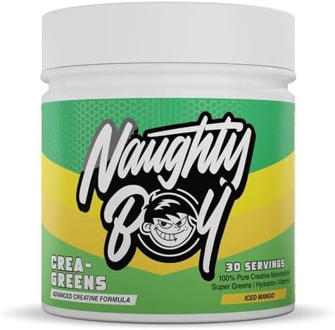 Naughty Boy Crea-Greens Powder Creatine, Super Greens & Electrolytes 270g 30 Servings