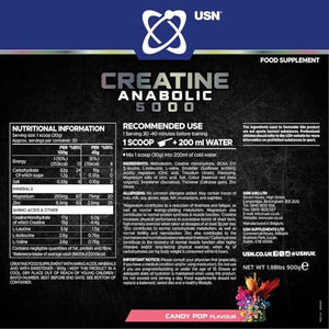 USN Creatine Anabolic Powder Flavoured Creatine BCAAs & Carbs  900g