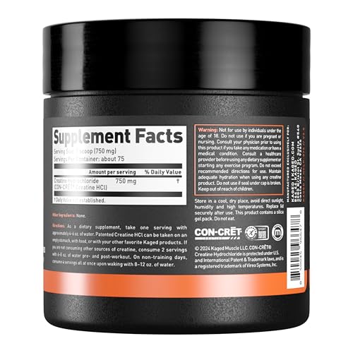 Kaged Patented Creatine HCl Powder Unflavoured 75 Servings