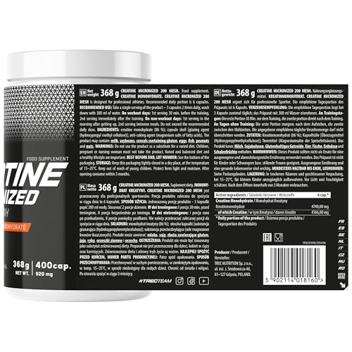 TREC Nutrition Creatine Micronised 200 Mesh Capsules 120 & 400 Caps
