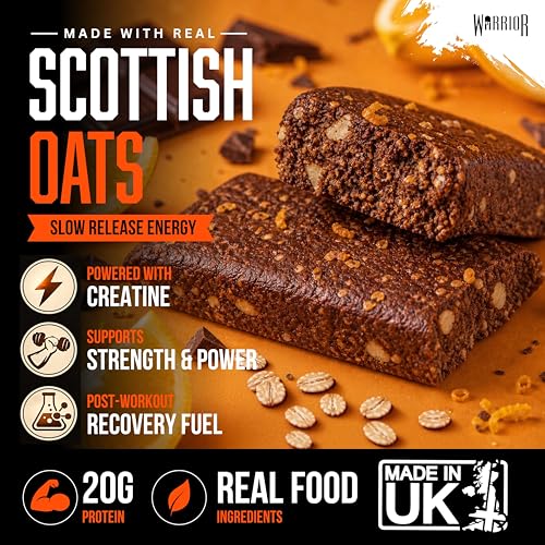 Warrior RAW Plus Creatine Protein Bars Oat Flapjack 20g Protein, 3g Creatine  12 x 75g