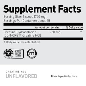 Kaged Patented Creatine HCl Powder Unflavoured 75 Servings