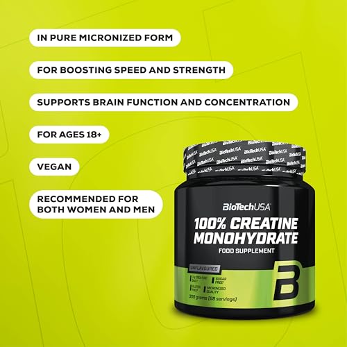 BioTechUSA 100% Creatine Monohydrate Micronised Quality 300g 60 Serving