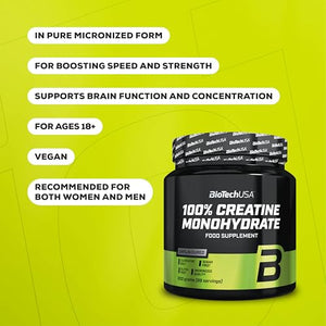 BioTechUSA 100% Creatine Monohydrate Micronised Quality 300g 60 Serving