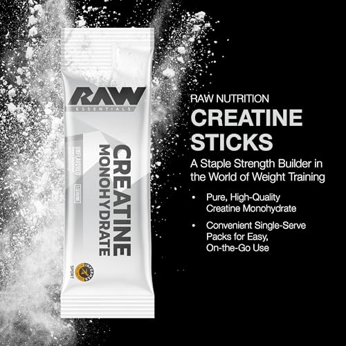 RAW Creatine Monohydrate To-Go Stick Packs – Unflavoured 30 Sticks 5g Per Serving
