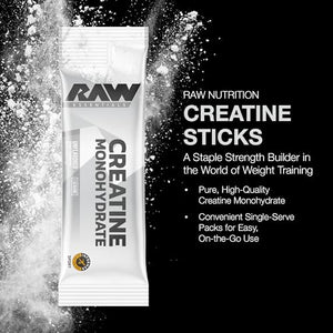 RAW Creatine Monohydrate To-Go Stick Packs – Unflavoured 30 Sticks 5g Per Serving
