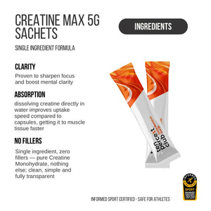 Ten Percent Club Creatine Max Monohydrate Powder Sachets 5g per Serving 28 Sachets