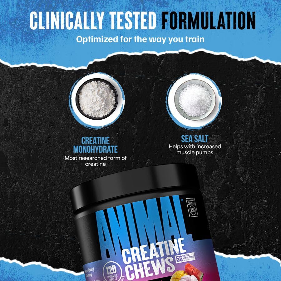 Animal Creatine Chews 5g Monohydrate + AstraGin 120 Chewable Tablets