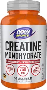 NOW Sports Creatine Monohydrate Vegetarian Capsules 120 240 Veg Caps