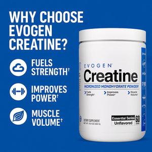 Evogen Premium Micronised Creatine Monohydrate Powder Unflavoured 300g 60 Servings