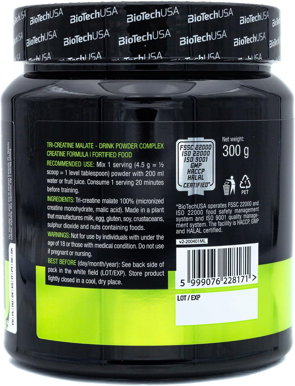 BioTechUSA Tri Creatine Malate 300g Complex Creatine Formula 5000mg 60 Servings