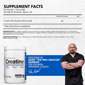 Evogen Premium Micronised Creatine Monohydrate Powder Unflavoured 300g 60 Servings