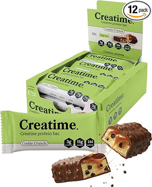 Creatime Creatine Protein Bars Snack with Low Sugar 3g Creatine & 15g Protein 12 Bars