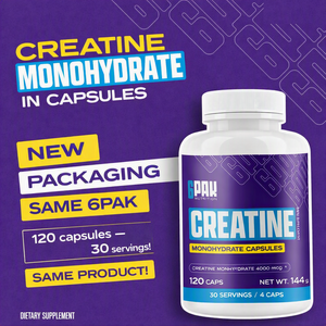 6PAK Nutrition Pure Creatine Monohydrate 144g 120 Capsules