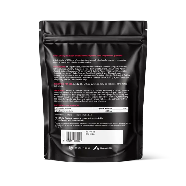 XO Fitness Creatine Gummies Dual Flavour 3,000mg Daily Dose 60 Gummies / 20 Servings