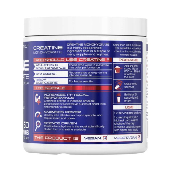 Sci-MX 100% Micro Instantised Creatine Monohydrate Powder Sugar-Free 250g