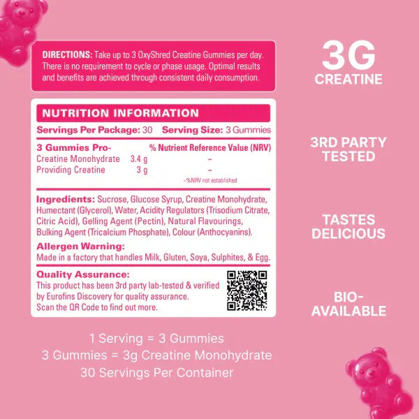 EHP Labs Oxyshred Creatine Gummies Berry Bliss 90 Gummies