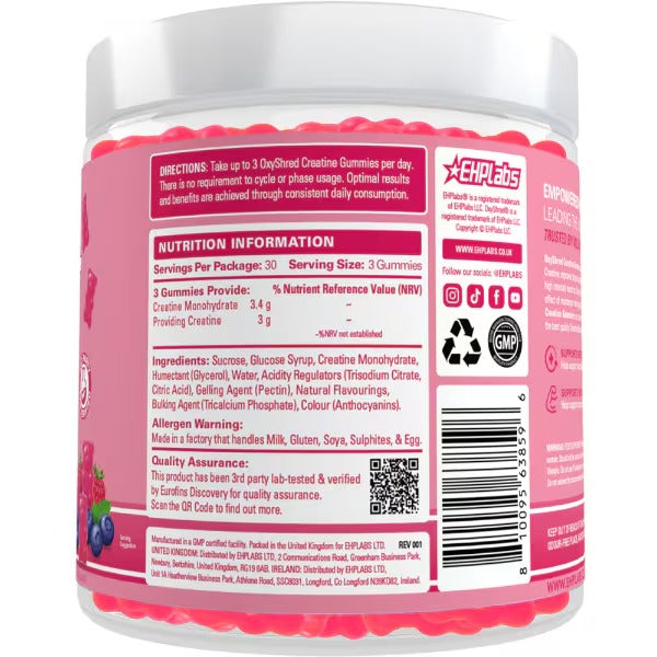 EHP Labs Oxyshred Creatine Gummies Berry Bliss 90 Gummies