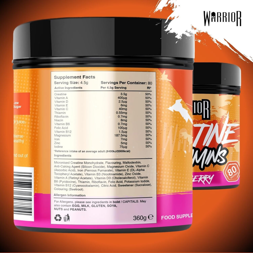 Warrior Creatine + Multivitamin Powder  Vitamins & Minerals 360g / 80 Servings