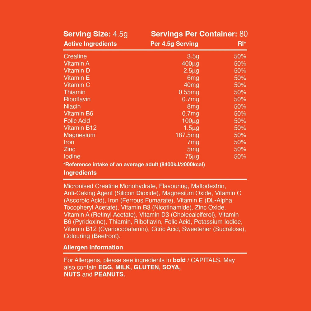 Warrior Creatine + Multivitamin Powder  Vitamins & Minerals 360g / 80 Servings