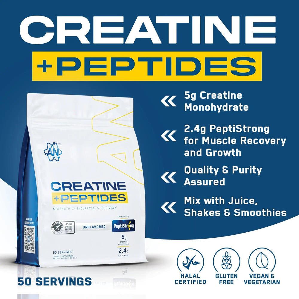 Applied Nutrition Creatine Monohydrate + Peptide for Strength 444g 60 Servings