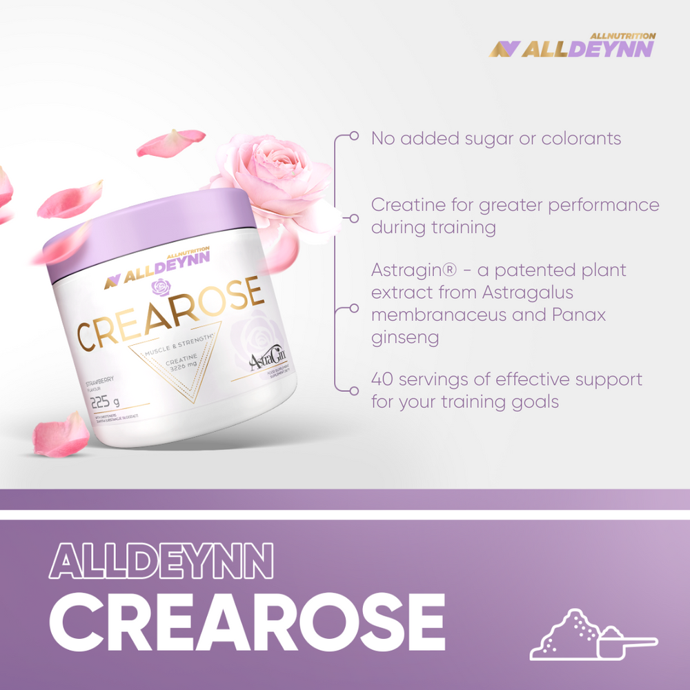 Allnutrition ALLDEYNN Crearose Flavoured Creatine Powder with AstraGin® 225g / 40 Servings – Cherry Pineapple