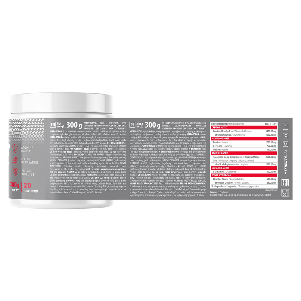 TREC Nutrition Creatine Nitrobolon Pre-Workout Stack 300g & 600g