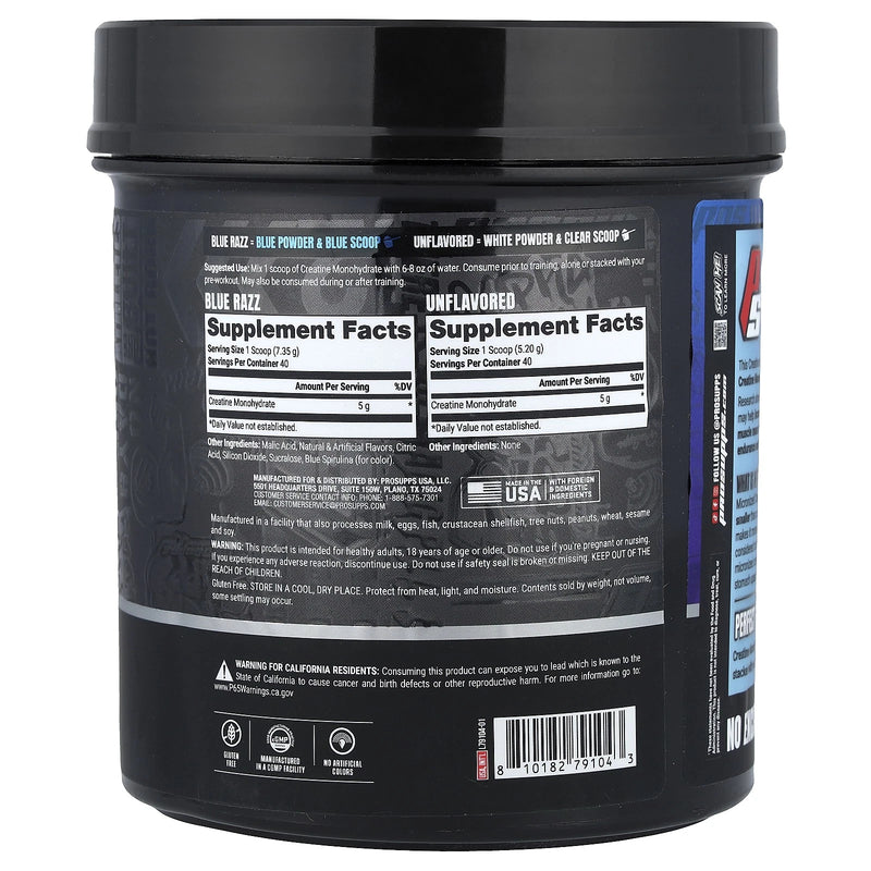 ProSupps Creatine Monohydrate Dual Tube, Blue Razz & Unflavored 502 g