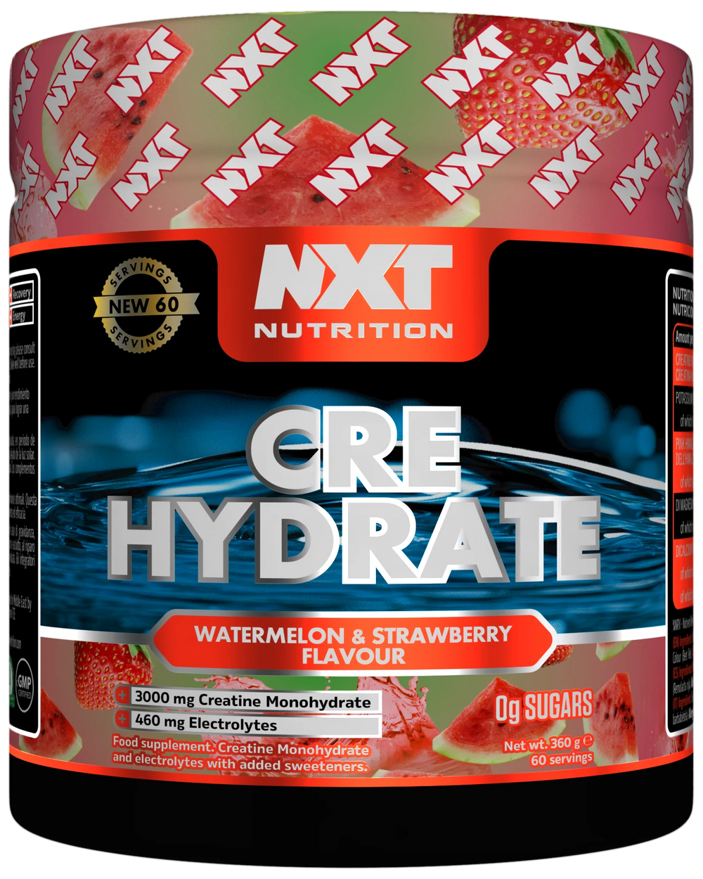 NXT Nutrition CRE Hydrate Powder Creatine Monohydrate & Electrolytes 180g, 360g